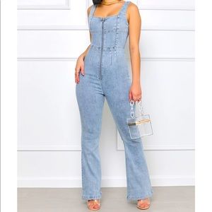 Denim zip up overalls from Lily’s closet